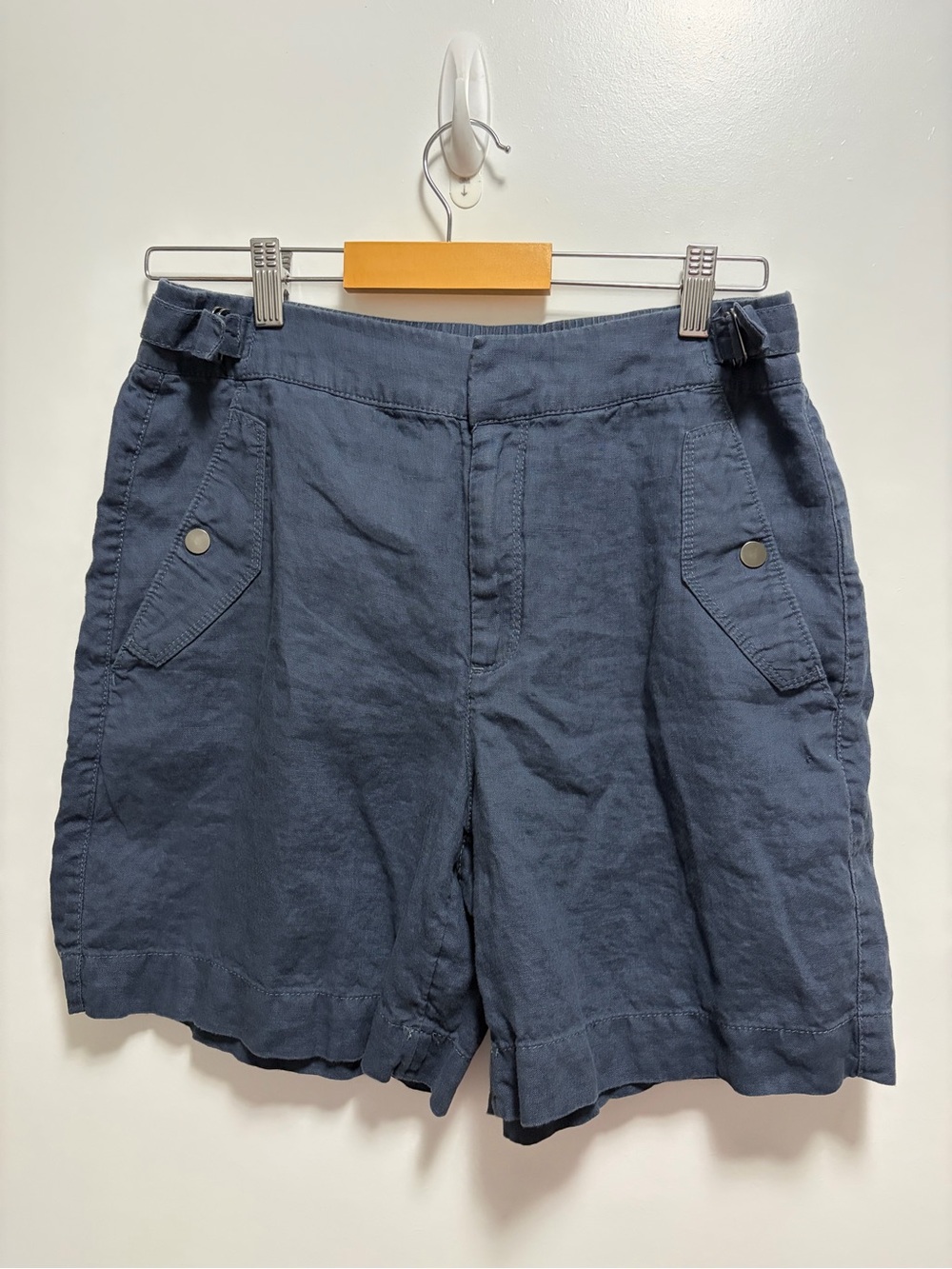 Athleta Voyager 100% Linen Short Blue Womens Size 8